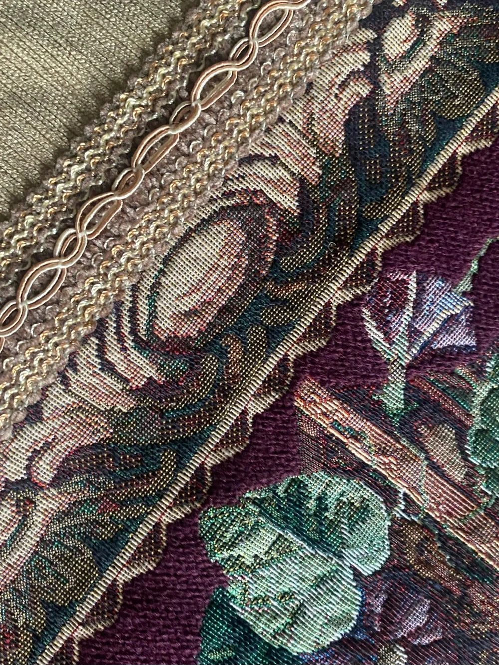 Vintage Wall Tapestry Aubusson Style Floral Birds Fringe Woven Textile 55” x 37”